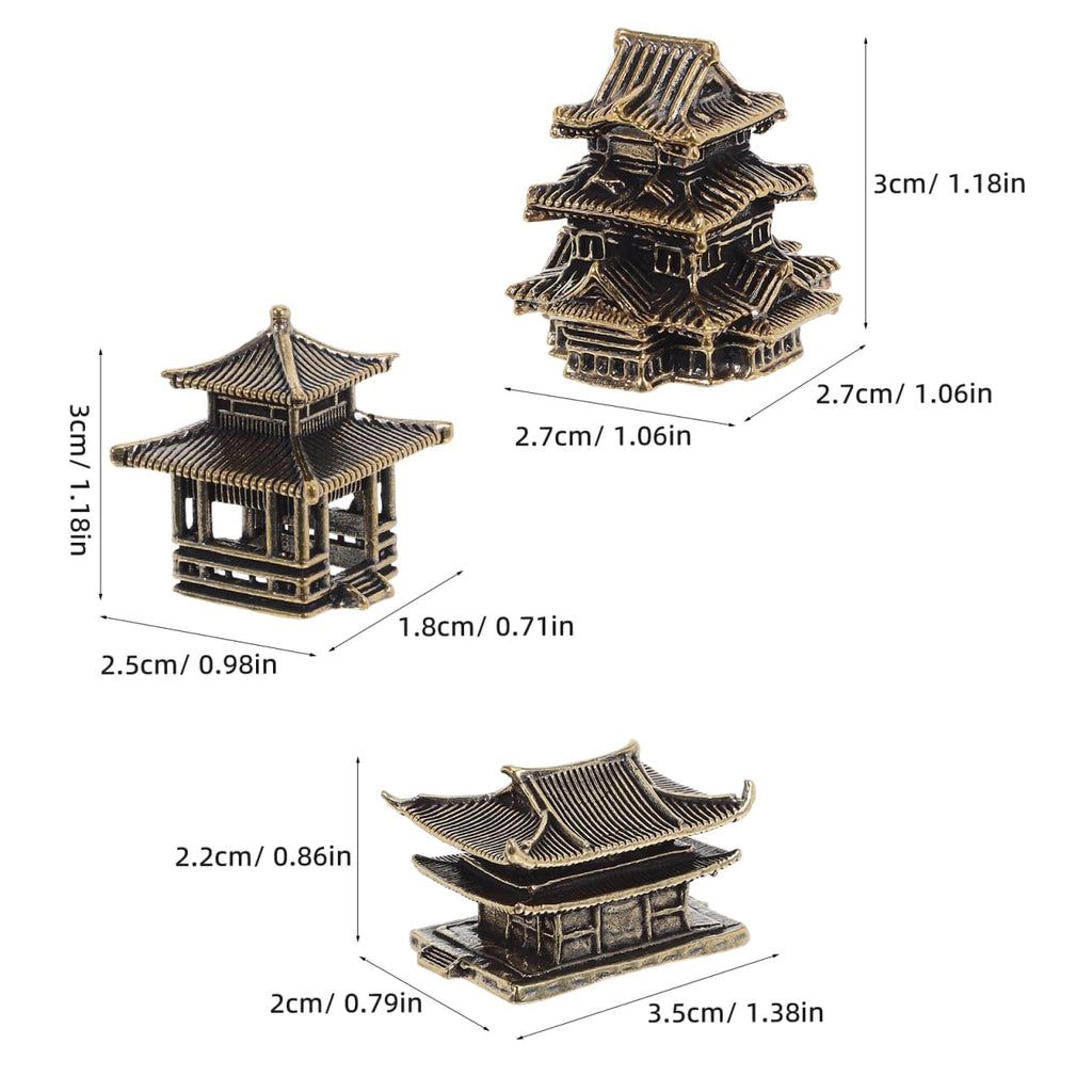 Amosfun 3pcs Mini Pagoda Sculpture Tiny Vintage Miniature Figurine for Zen Garden Micro Landscape Enhancements Aquariums Bookshelves Ornament 1.2"