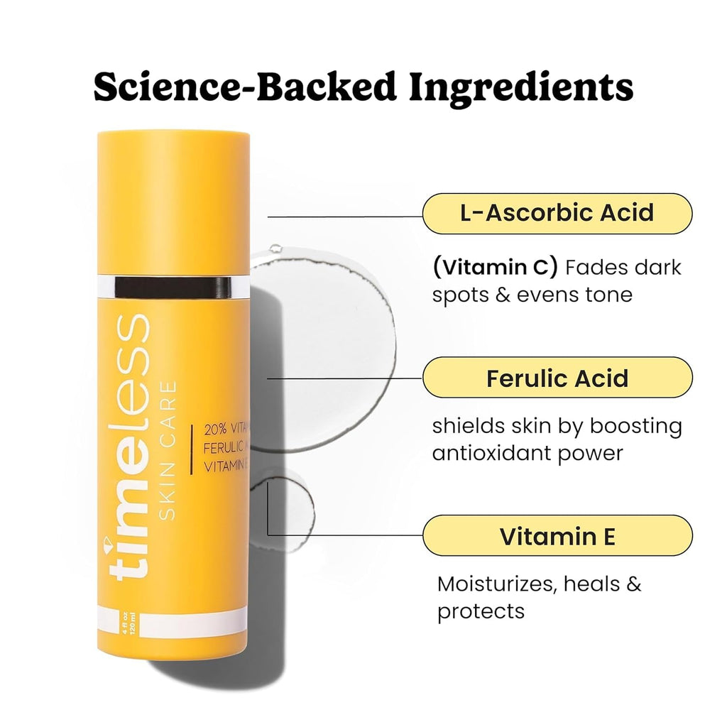 Timeless Vitamin C Plus E 20 Percent Ferulic Acid Serum For Unisex 4 oz Serum
