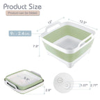 2.4 Gal(9L) Collapsible Dish Basin with Drain Plug, Space Saving Outdoor Multiuse Foldable Sink Tub, Dishpan, Kitchen Storage Tray for Camping, Vegetable Washing, RV (Green)