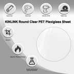 KINLINK 9in Plexiglass Sheets 1/8 inch Thick, 3mm Clear Circle PET Plastic Sheet for DIY Project, Craft, Cake Disk, Table top, Acrylic Sign and Wedding Invitation 2 Pack