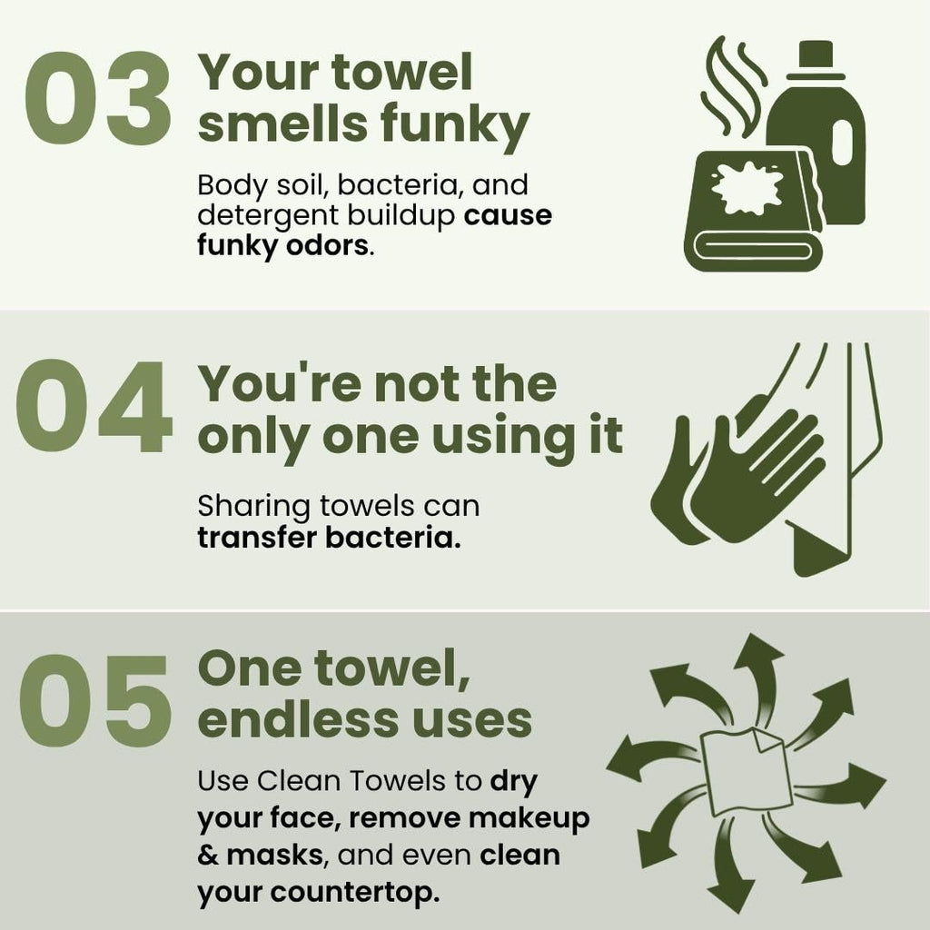 Clean Skin Club Bamboo Viscose Clean Towels® XL 100% USDA Biobased Face Towel, Disposable Face Towelette, Makeup Remover Dry Wipes, Ultra Soft, 50 Ct, 1 Pack