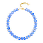 WOWORAMA Blue Beaded Necklaces for Women Light Blue Resin Beads Choker Necklace Statement Chunky Necklace Ocean Summer Vacation Jewelry