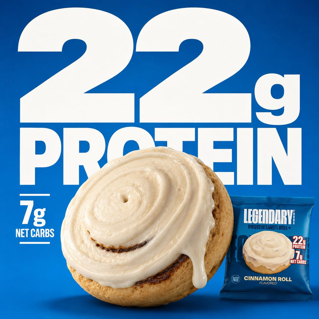 Legendary Foods Cinnamon Roll 22g Protein Bars – Gluten-Free, Low Carb Meal Option – Sweet Zero Sugar Snack, Keto-Friendly – 10-Pack High Protein Pre- or Post-Workout Nutrition Bars