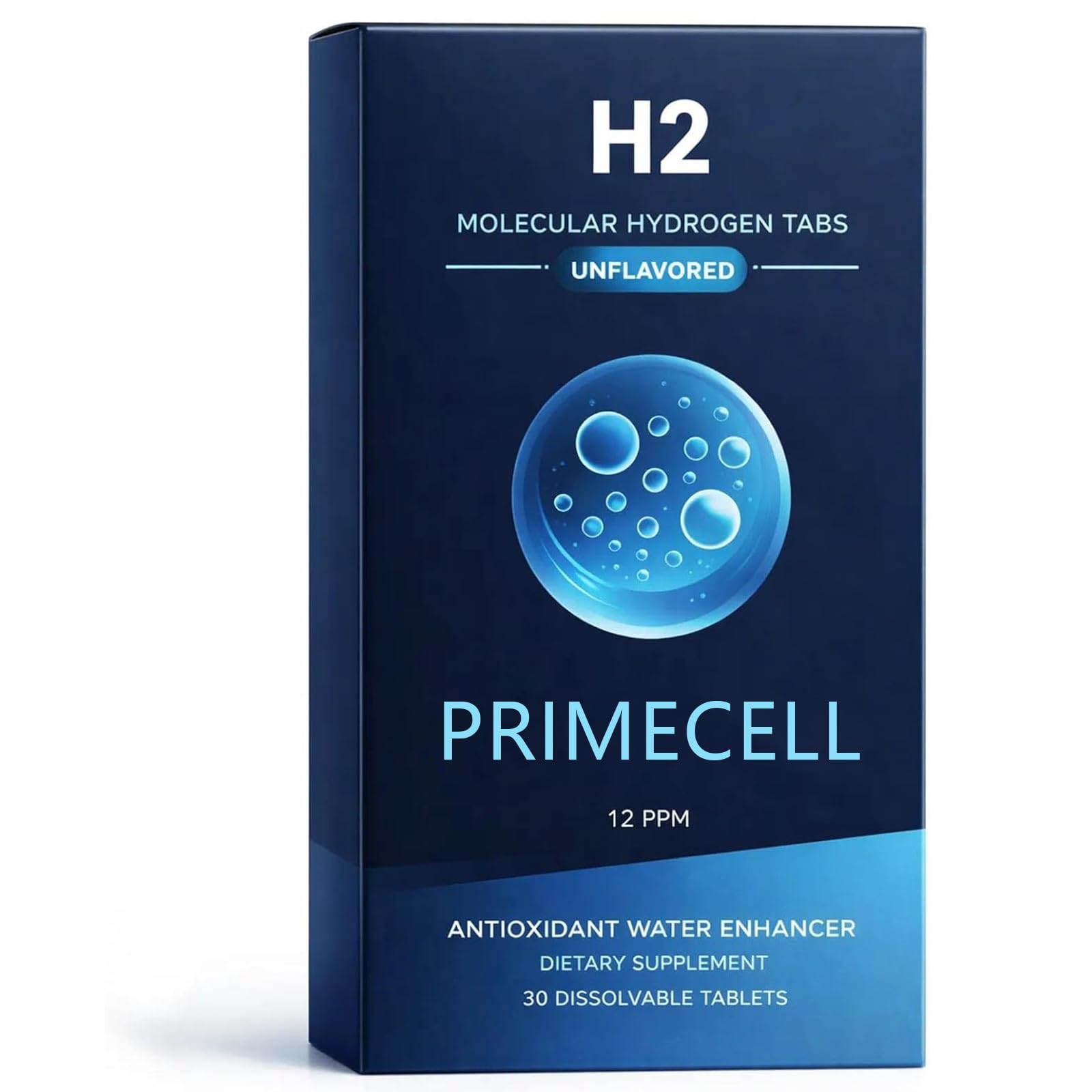 Ethris Primecell H2 Molecular Hydrogen Tablets- Effervescent H2 Tablets for Drinking Water，Portable Molecular Hydrogen Water Tabs - Dissolves in 12–16 fl oz Water，30 Count
