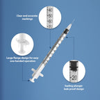 30 Pack U-100 Syringes with Needle, 1ml 30G 5/16" 8mm Syringe