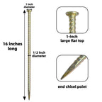 LONSOUR 16 Inch Rebar Stakes 10 Pack – 1/2 Inch Diameter Galvanized Steel Heavy Duty Ground Anchors, Metal Garden Stakes for Camping Tent, Speed Bump, Hard Soil, Fence, Wheel Stop