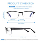 Missfive 2 Pack Mens Quality Progressive Multifocus Reading Glasses Blue Light Blocking, Man Spring Hinge No-Line Multifocal Readers Half Frame Metal Eyewear,Workspace For Near-Range, +1.5