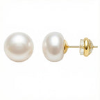 Natural Freshwater Cultured Pearl Stud Earrings for Women, 8mm AAAA+ Handpicked, 925 Sterling Silver 18k Gold Plated Hypoallergenic Jewelry