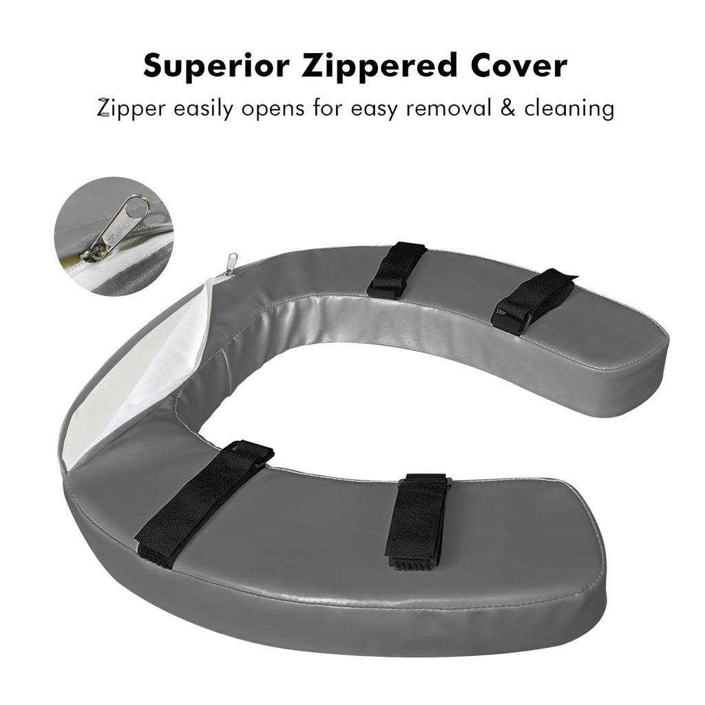 Soft Padded Toilet Seat Cushion with 2-Inch High-Density Foam & Waterproof PU Fabric, U-Shape Padded Toilet Cushion - Secure Hook & Loop Tape, Fits Standard/Elongated Toilets (Grey)