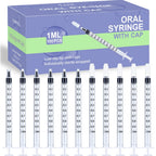 150 Pcs 1ml Syringes with Caps Oral Dispenser Individually Sterile Warpped for Medicine Dropper, Colostrum Collect Feeding Pets, Liquid