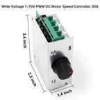 RioRand 7-70V PWM DC Motor Speed Controller 30A - Low Heat Aluminum Housing for Brushed DC Motors, DIY Projects & Small Electric Devices (Extra Fuse Included) 2PCS