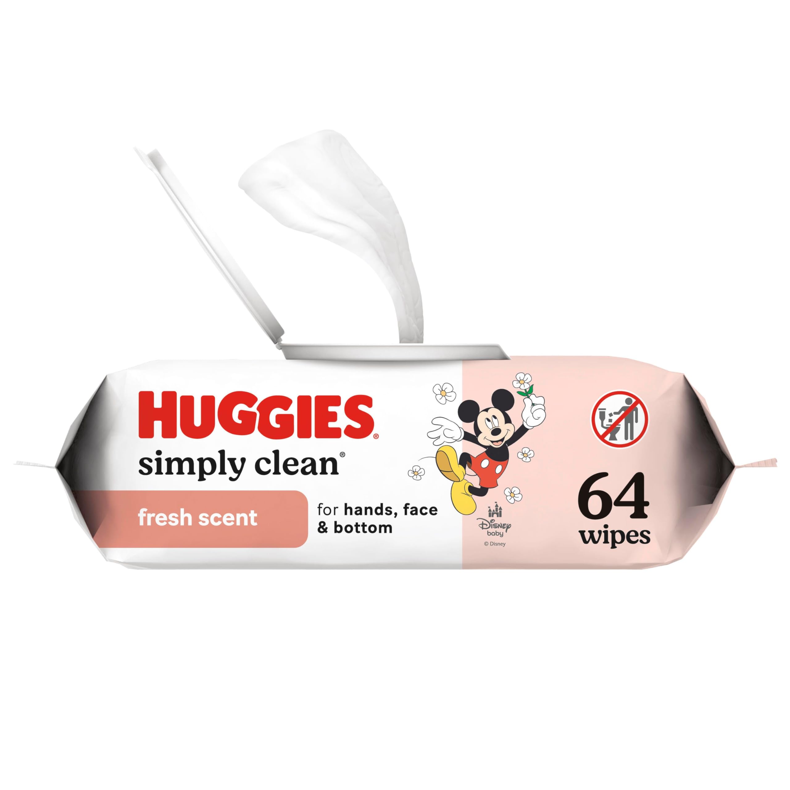 Huggies Simply Clean Fresh Scent Baby Wipes, 1 Flip-Top Pack (64 Wipes Total), Packaging May Vary