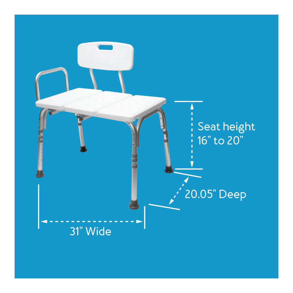 Carex Shower Bench and Shower Chair For Elderly and Disabled with Height Adjustable Legs, Tub Bench Converts to Right or Left Hand Entry, Shower Chair For Bathtub
