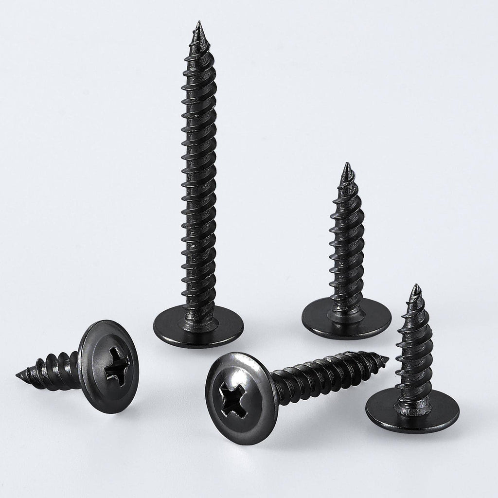 (300 pcs)#8×3/4" Black Truss Head Wood Screws Quick Metal Self Tapping Zinc Oxide