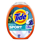 Tide Power Pods Sport Laundry Detergent Pacs, 45 Count, Advanced Sweat + Stain Fighter, laundry soap detergent pacs