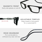 Clic Magnetic Reading Glasses, Computer Readers, Replaceable Lens, Original Long, (M-L, Tortoise, 1.50 Magnification)