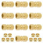 Taiidaues Brass Compression Tube Fitting, 10 PCS 3/8" OD Compression Union Connectors & 10 PCS Compression Sleeves Ferrules