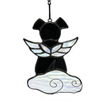 Lcensp Stained Glass Angel Wings Dog Memorial Gifts for Loss of Dog Sympathy Bereavement Gift Suncatcher, Rainbow Bridge Pet Passing Away Remembrance in Memory, Black