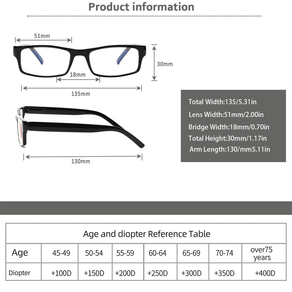 BIENCOOL 6 Pack Reading Glasses Traditional Frames for Men and Women Readers with Spring Loaded Hinges (6 Pack Black, 1.75, multiplier_x)
