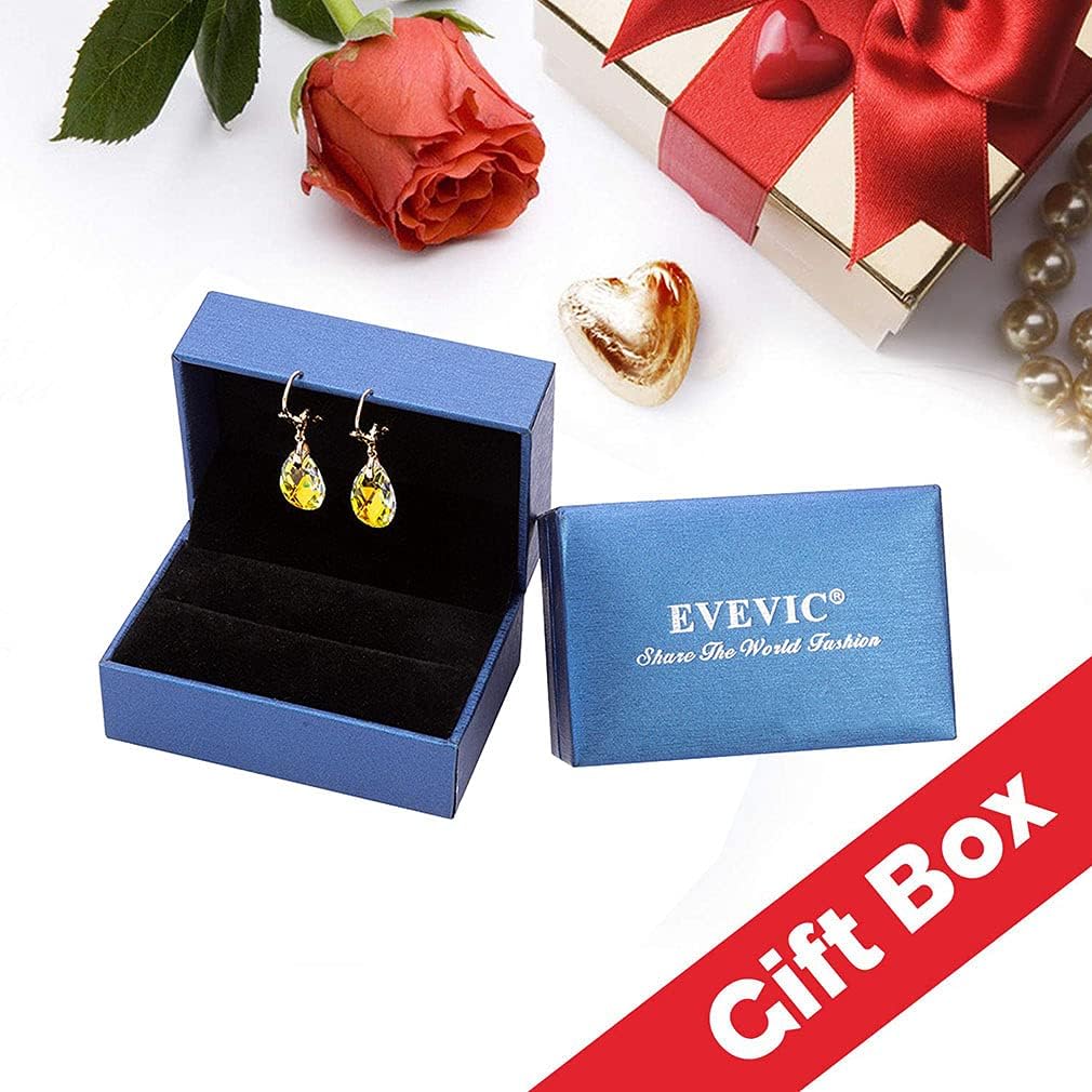 EVEVIC Austrian Crystal Teardrop Leverback Drop Earrings for Women