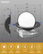 Ensenior 6 Pack 6 inch Black Gimbal Led Recessed Light, 5CCT 2700K-5000K, 360°+90° Rotatable, Dimmable, Aluminum, CRI90+, 1300LM 12W 120V, Eyeball Recessed Lighting, Directional Can Light, ETL&FCC