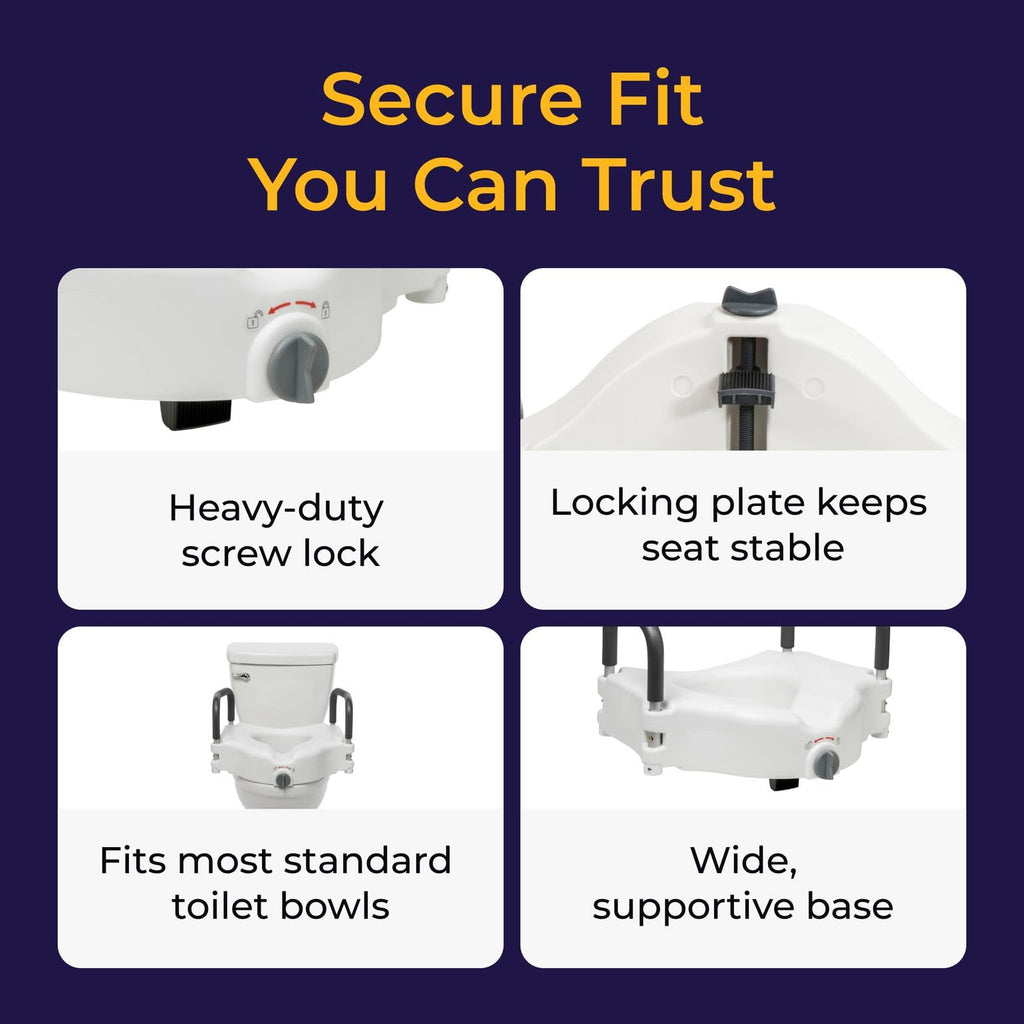 Drive Medical 2-in-1 Raised Toilet Seat with Removable Padded Arms