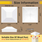 Goovilla 4x4 Post Caps White(Actual 3.5" x 3.5"), 8 Pack Fence Post Caps with 16 Screws and Easy Installation, Sturdy Waterproof Plastic Deck Post Caps with Frosted Finishing Touch, Protect Wood Post