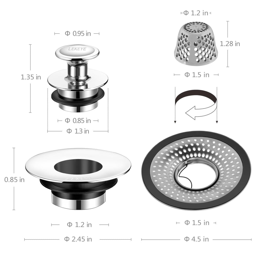LEKEYE Shower Drain Hair Catcher | Bathtub Stopper/Strainer Stainless Steel Drain Protector