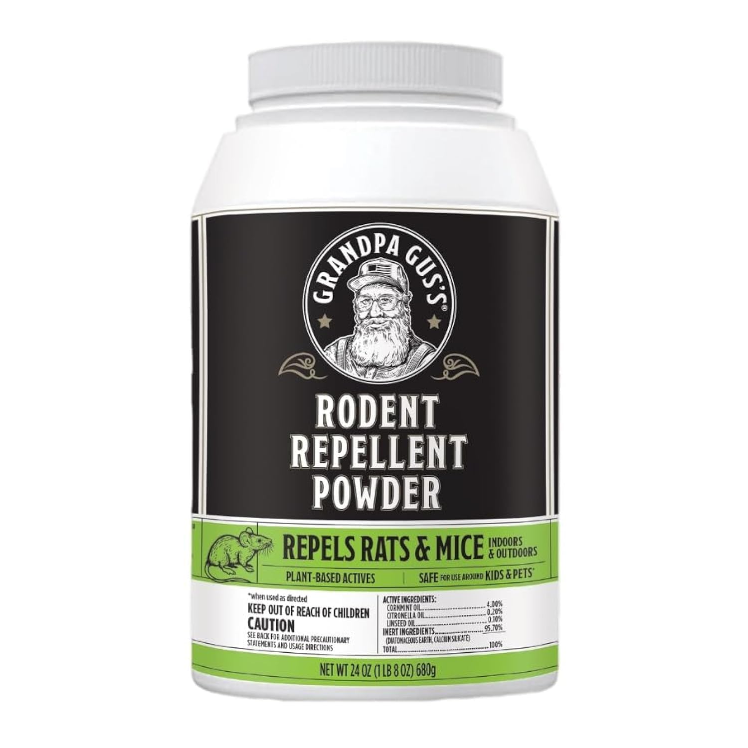 Grandpa Gus's Potent Rodent Repellent Powder Concentrate; Deters Rodents/Mice/Rats from Farm/Home/Garden/RV/Boat/Car/Garage & Chewing on Wires, 24 oz