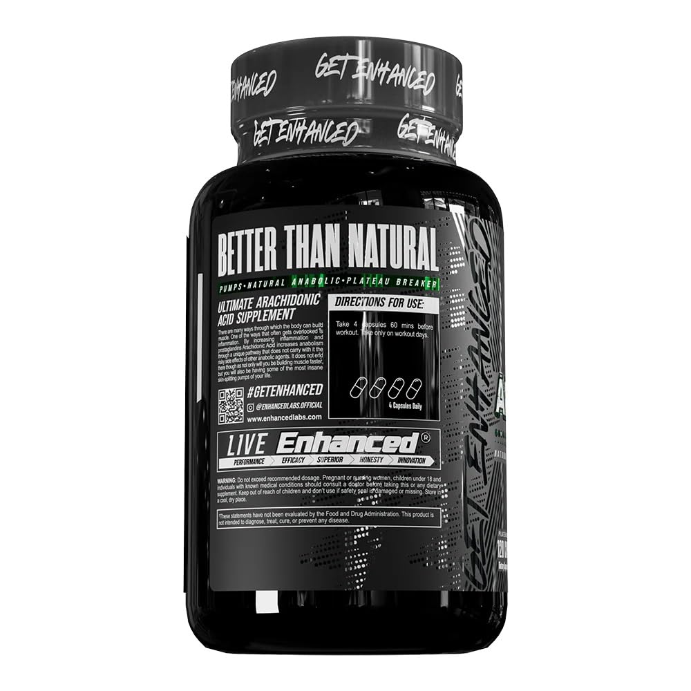 Enhanced Labs - Arachidonic Acid Supplement - Muscle and Strength Supplement for Increased Muscle Mass & Improved Recovery for Men & Women - One Capsule Contains 350mg Arachidonic Acid (120 Capsules)