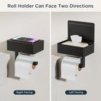 FORIOUS Toilet Paper Holder with Shelf, Wall-Mounted Modern Wipes Dispenser