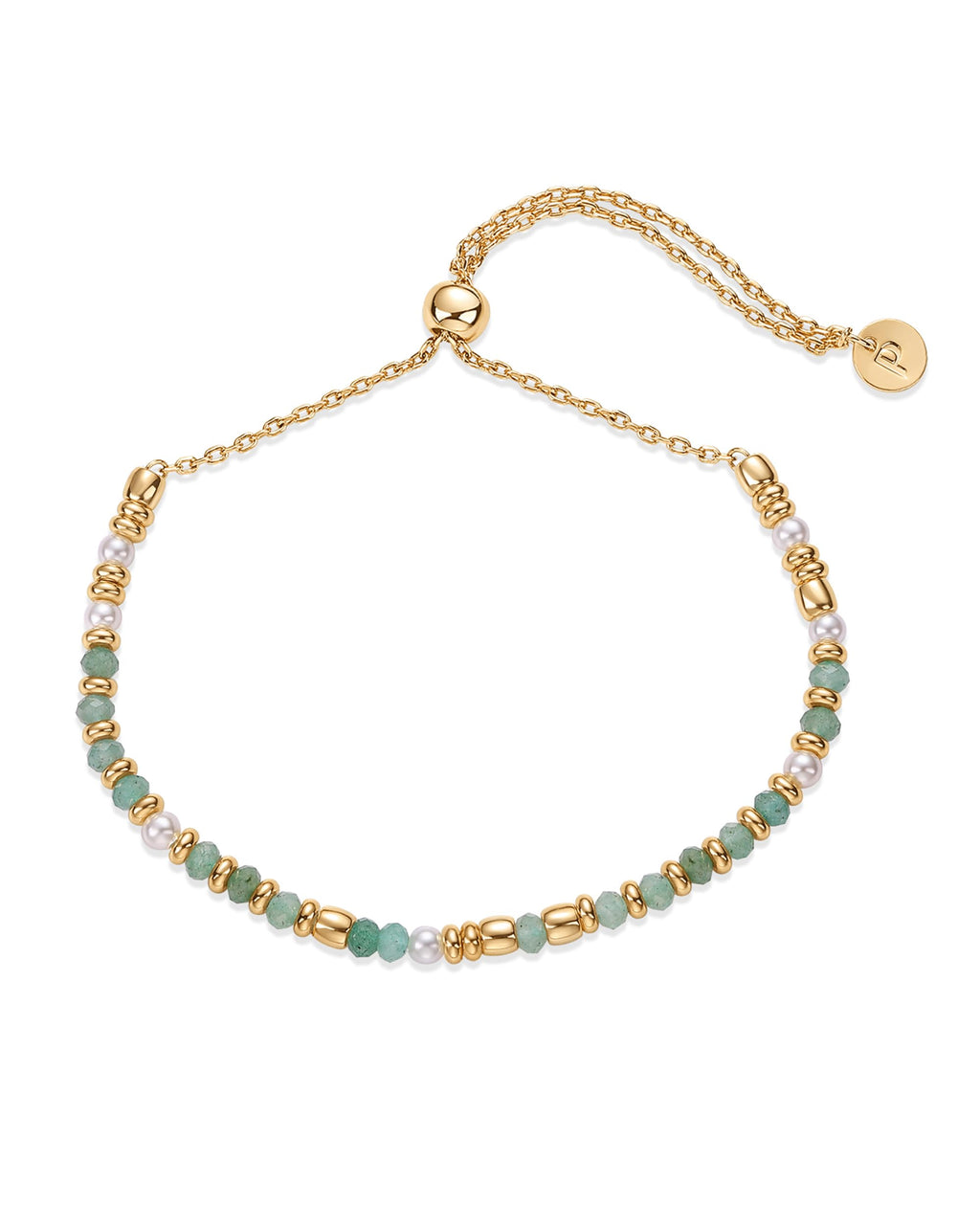 PAVOI Pearl Dainty Adjustable Beaded Bracelet, 14K Gold Plated, Yellow Gold