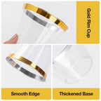 Goodluck 100PCS 9oz Gold Plastic Cups for Party, Disposable Gold Rim Cups
