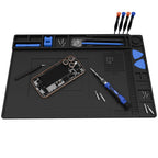STREBITO Solder Mat Electronics Mat Silicone Repair Mat, Heat Resistant 932°F, Magnetic Project Mat Solder Pad for Soldering, Computer, Laptop, Cell Phone, RC, Gun, Size 17.7" x 11.8" (Black)
