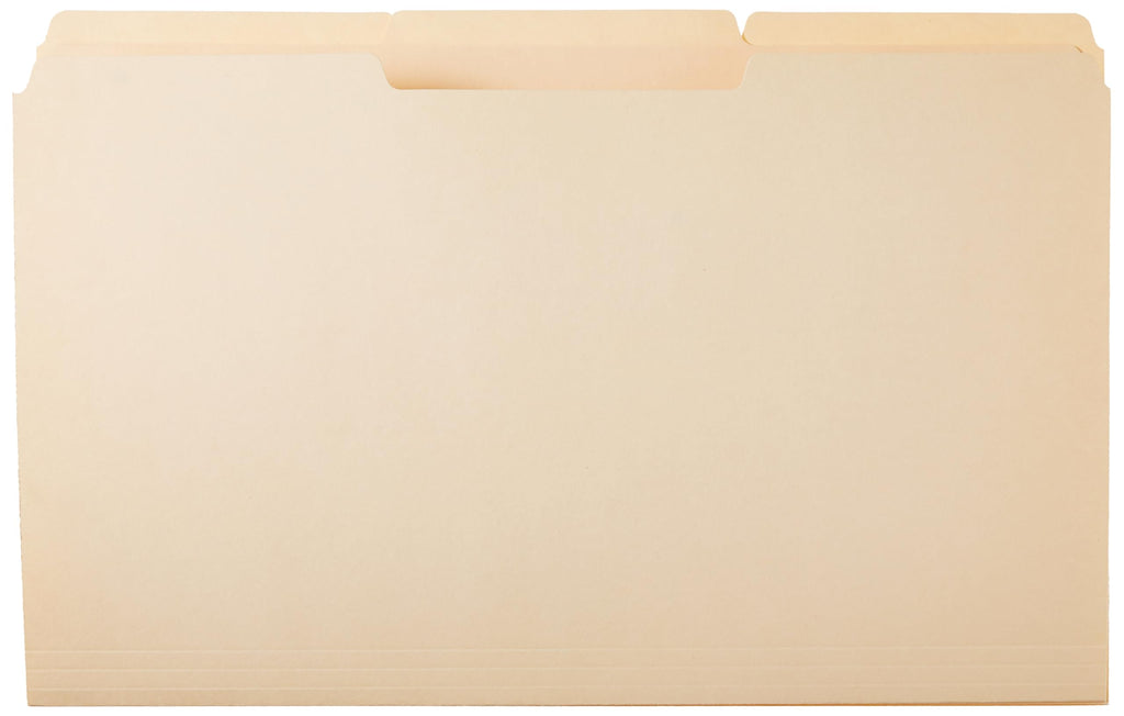 Amazon Basics Sturdy Manila File Folders, 1/3 Tabs in Assorted Positions for Filing and Easy Labeling, Legal Size, 8.5 x 14 inch, 100-Pack