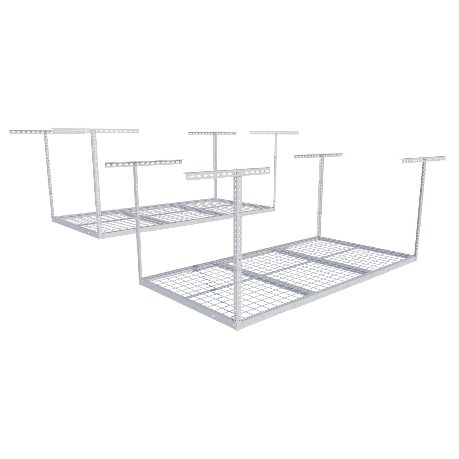 FLEXIMOUNTS 2 Pack 3x6 Overhead Garage Storage Adjustable Ceiling Rack 72" Length x 36" Width x 40" Height, 900lbs Total Weight Capacity, White, Classic Series