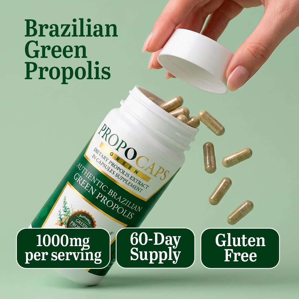 Beelife Green Propolis Capsules- 100% Brazilian Green Propolis - Immune Support & Antioxidant Booster- Certified ISO 22000, Kosher -Bee Propolis supplements capsules- Propolis Extract (60 Days Supply)