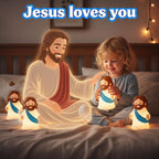 Jesus Night Light Rechargeable Bedside Night Light Dimmable Silicone LED Light Ideal for Religious Gatherings, Gifts for Sunday School, Baptism Presents, Easter Egg Decorations (blue) (Blue)