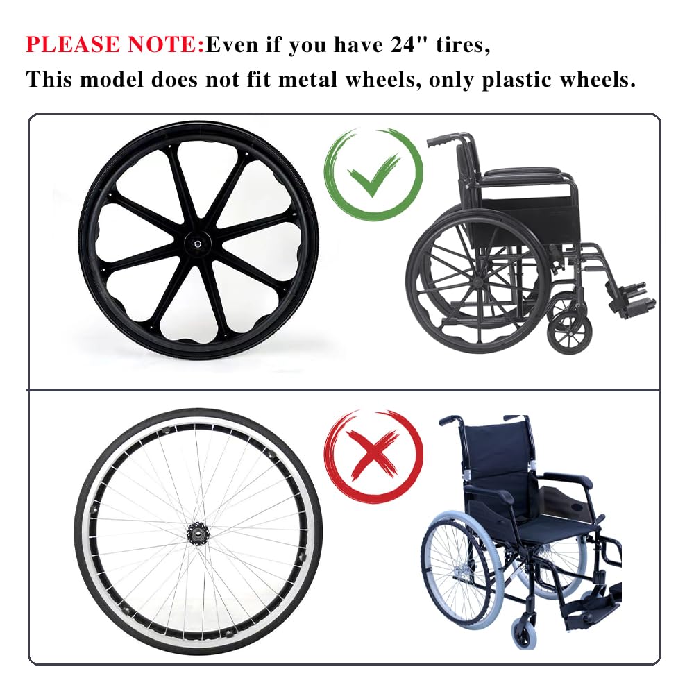 Wheelchair Rear Wheel Replacement Tire, 24 "X 1" Universal Flat-Free Polyurethane Tire,Equipped with installation tools, Wheelchair accessories for all brands(1 Pair)