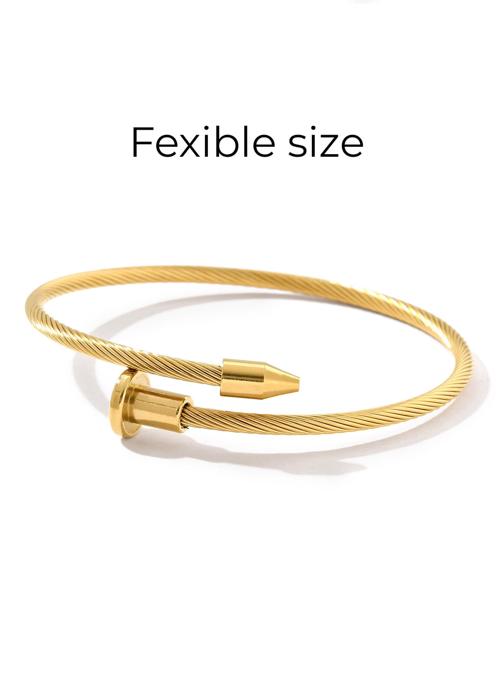 Billet-doux 18K Gold Plated Non-Tarnish Nail Love Bangle Bracelets Set For Women, Stackable Waterproof Four-Leaf Clover Adjustable Tennis Bracelet Trendy Jewelry Gifts Perfect for Her