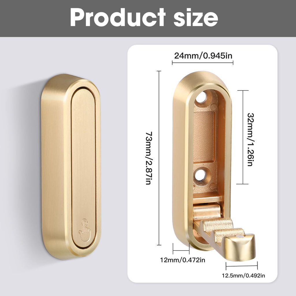Dntorx Foldable Wall Hook, 40 lbs Heavy Duty Screw Mounted, Aluminum Alloy Flip-Down Gold Coat Hook, Space-Saving Folding Wall Hanger for Bathroom Bedroom Entryway Closet, Includes Screws (4 Pack)