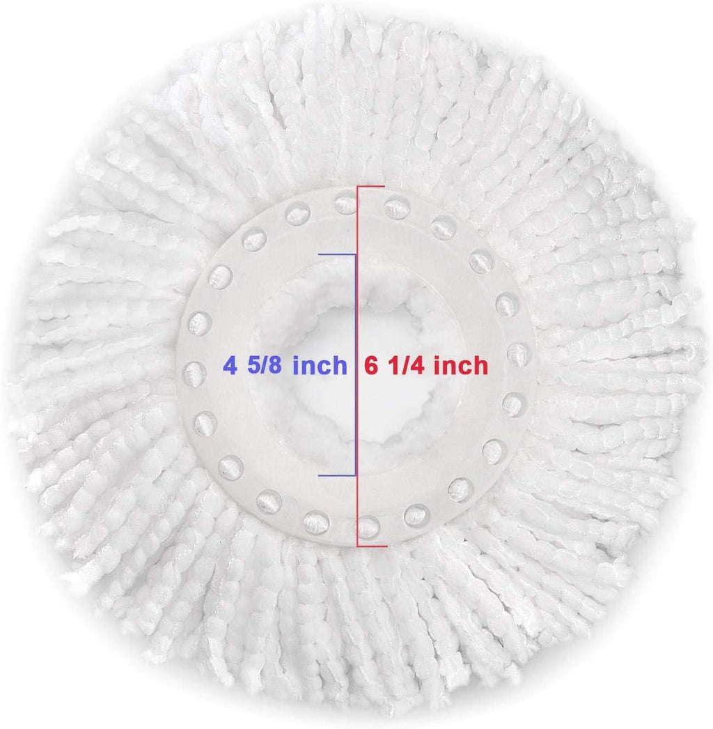 6 Pack Spin Mop Replacement Head for Hurrica, Mopnad, Cassabel and Other 360 Spin Mop Systems, Microfiber Spin Mop Refills (6pc-White)