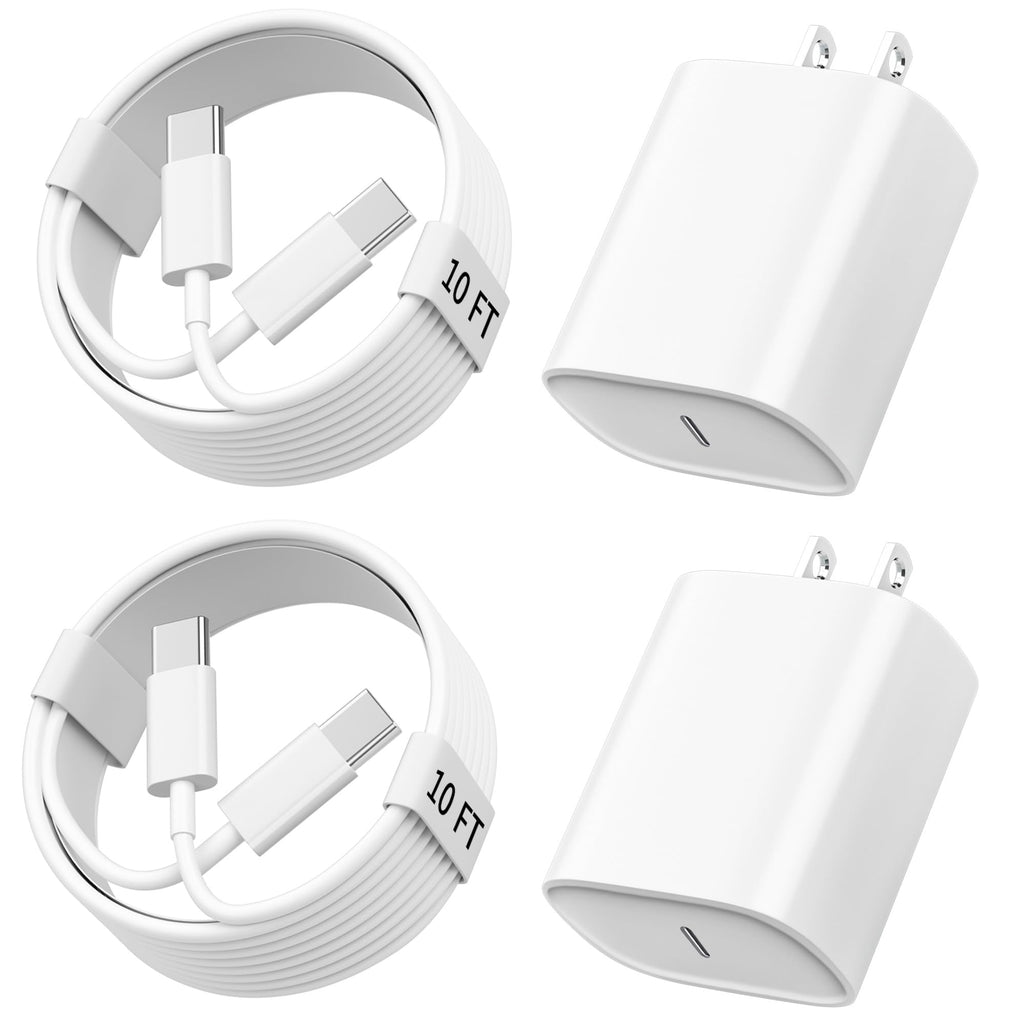 iPhone 18 17 16 15 Pro Max Charger Fast Charging 20W 10 FT Long USB C Cable