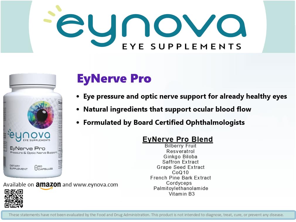Eynova Eye Supplements - EyNerve Pro - Pressure and Optic Nerve Support