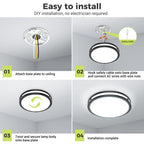 hepside 13inch Flush Mount Ceiling Light Fixture 2 Pack, Dimmable & 5 Color Temperatures Ceiling Light Black, 24W 3000K 3500K 4000K 5000K 6500K Adjustable Ceiling Lamps for Bathroom Bedroom Hallway