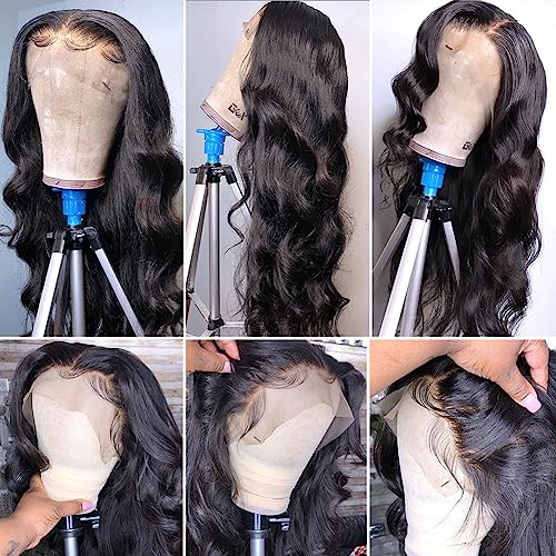 13x6 Body Wave Lace Front Wigs Human Hair Pre Plucked Glueless Wigs Human Hair 180% Density HD Transparent Lace Frontal Wigs Human Hair for Black Women Body Wave Wig 20 Inch