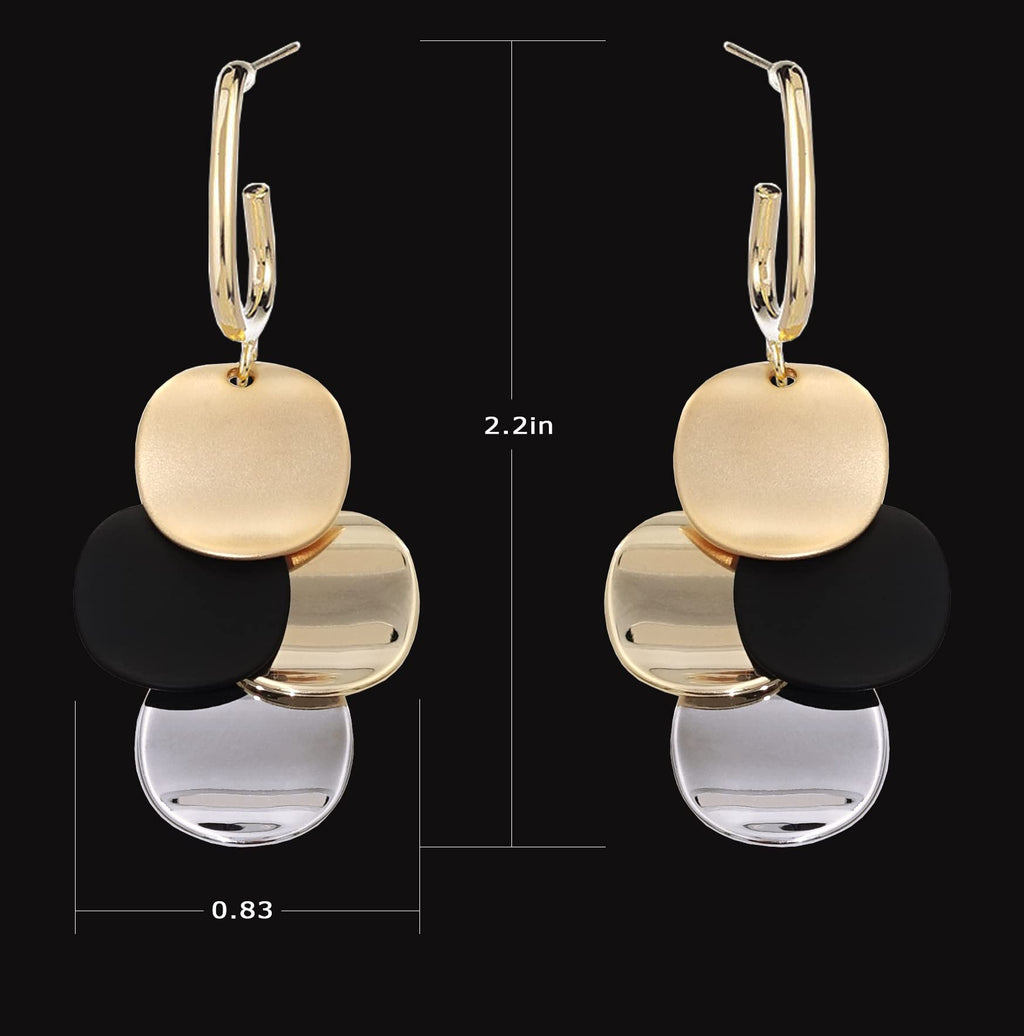 SinglinArt Black 14K Gold Plated Earrings for Women Dangle Drop Fashion Jewelry
