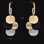 SinglinArt Black 14K Gold Plated Earrings for Women Dangle Drop Fashion Jewelry