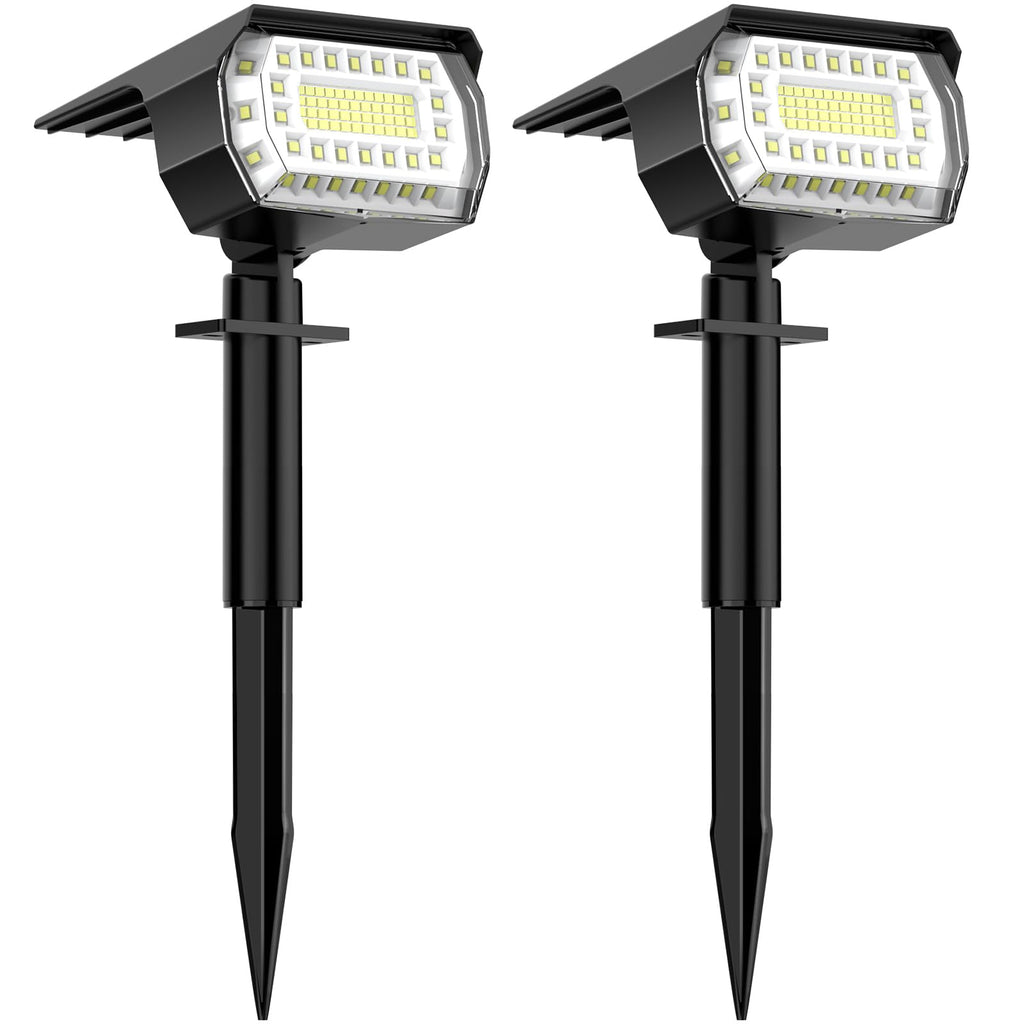 LANSOW Solar Spot Lights Outdoor, [2 Pack/76 LED] 2-in-1 Solar Landscape Spotlights, 3 Modes IP65 Waterproof Dusk to Dawn Solar Powered Flood Wall Lights for Outside Yard Garden Path(Cool White)