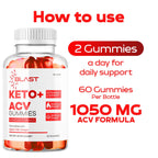 (2 Pack) Blast Keto ACV Gummies - Official Blast Keto ACV Advanced Premium 1050MG Vitamin Gummys, Blast Keto All Natural Apple Cider Vinegar Formula, BlastKeto ACV Review, 120 Gummies for 2 Months
